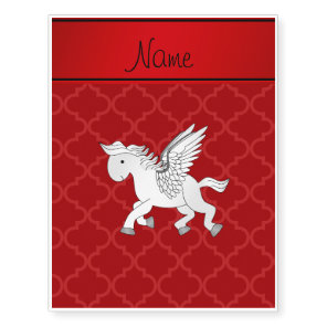 Personalized name pegasus red moroccan temporary tattoos