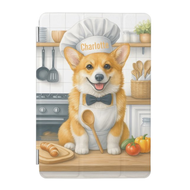 Personalized Name Pembroke Welsh Corgi Dog Chef iPad Mini Cover (Front)