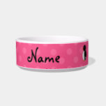 Personalized name penguin pink polka dots bowl<br><div class="desc">Create your own Personalized with a name,  initials,  monogram or saying cute penguin with pink polka dots pattern</div>