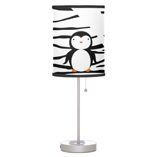 Personalized name penguin zebra stripes table lamp (Left)