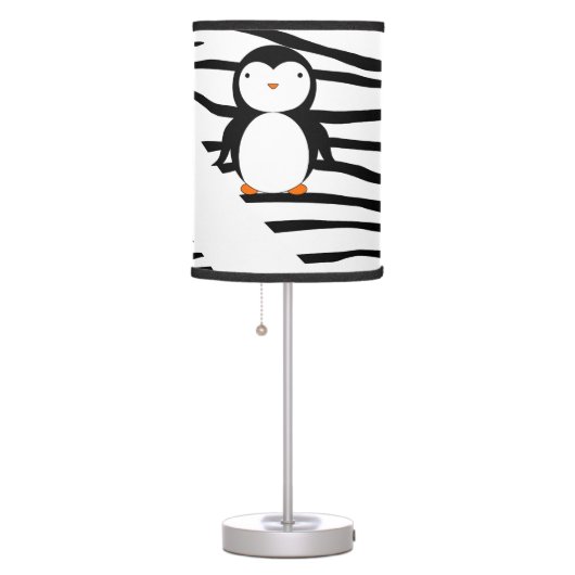 Personalized name penguin zebra stripes table lamp (Right)