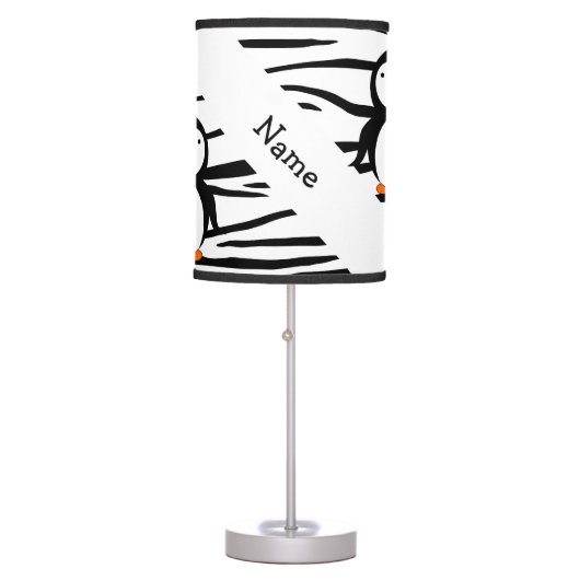 Personalized name penguin zebra stripes table lamp (Front)
