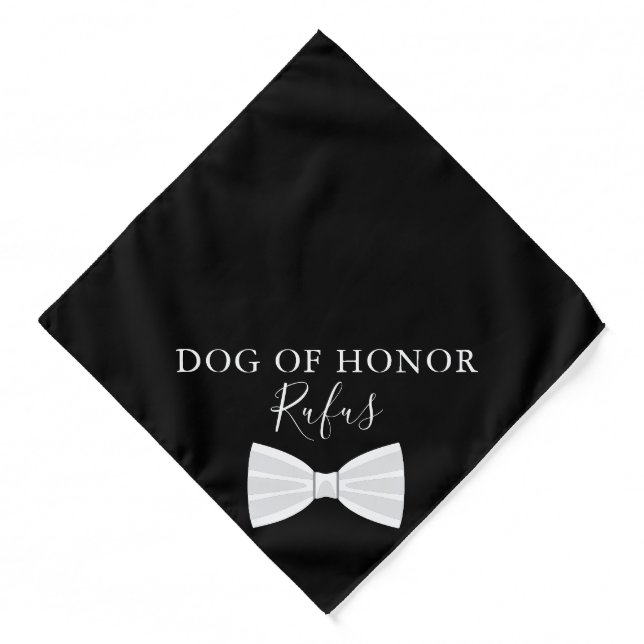 Personalized Name Pet Dog Bow Tie Wedding Bandana (Front)