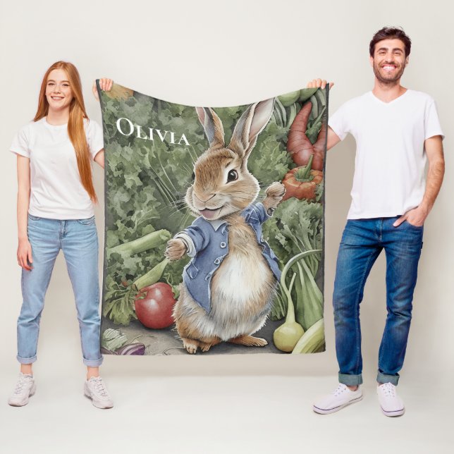 Personalized Name Peter Rabbit  Fleece Blanket (In Situ)