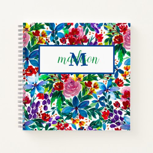 Personalized Name Phoebe Watercolor Floral Notebook
