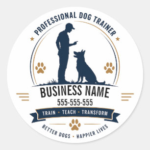Personalized Name & Phone Dog Trainer Sticker