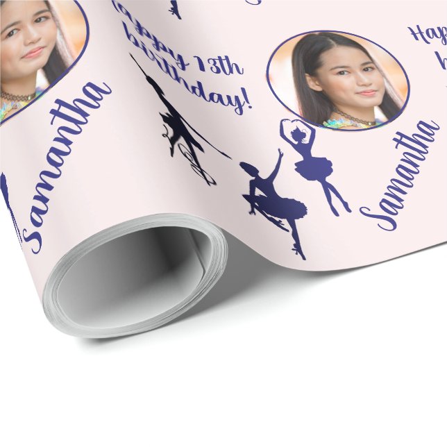 Personalized Name Photo Age Ballet Birthday Wrapping Paper (Roll Corner)
