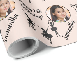 Personalized Name Photo Age Ballet Blush Pink Wrapping Paper