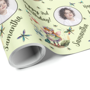 Personalized Name Photo Age Magical Fairy Birthday Wrapping Paper