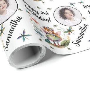 Personalized Name Photo Age Magical Fairy Birthday Wrapping Paper