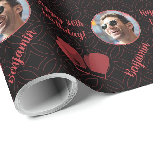 Personalized Name Photo Age Sport Boxing Birthday Wrapping Paper (Roll Corner)