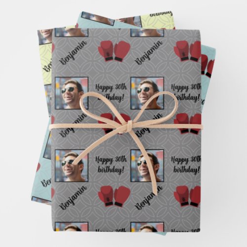 Personalized Name Photo Age Sport Boxing Birthday Wrapping Paper Sheets