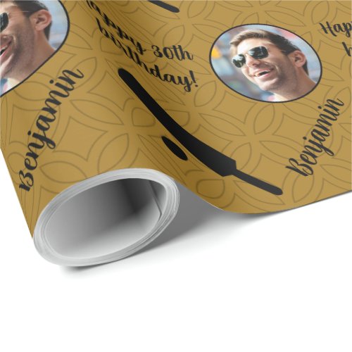 Personalized Name Photo Age Sport Cricket Birthday Wrapping Paper