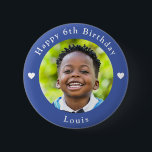 Personalized Name, Photo And Age Birthday Blue Button<br><div class="desc">Adorable personalized photo,  name and age birthday blue button.</div>