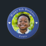 Personalized Name, Photo And Age Birthday Blue Button<br><div class="desc">Adorable personalized photo,  name and age birthday blue button.</div>