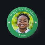 Personalized Name, Photo And Age Birthday Green Button<br><div class="desc">Adorable personalized photo,  name and age birthday green button.</div>