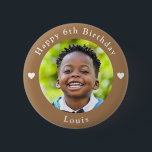 Personalized Name, Photo And Age Birthday Peanut Button<br><div class="desc">Adorable personalized name,  photo and age birthday peanut color button.</div>