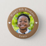 Personalized Name, Photo And Age Birthday Peanut Button<br><div class="desc">Adorable personalized name,  photo and age birthday peanut color button.</div>
