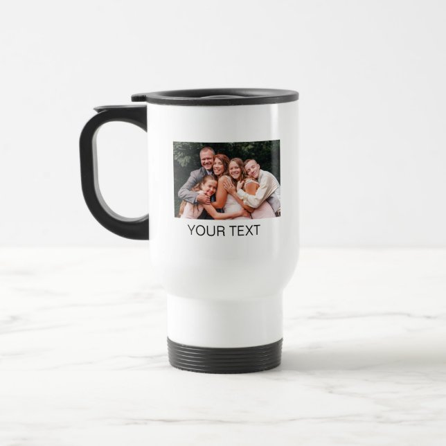 Personalized Name Photo Collage Monogram Gift Travel Mug (Left)