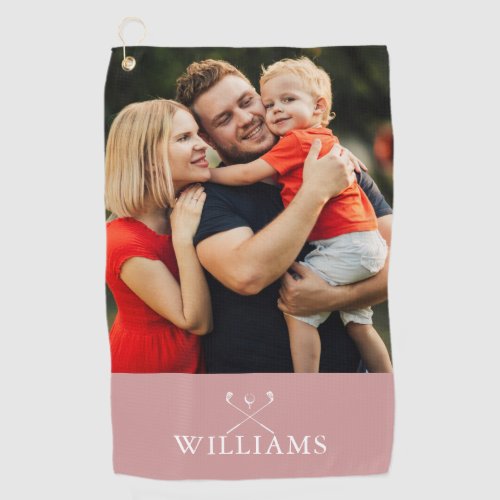 Personalized Name Photo Dusty Rose Pink Golf Towel