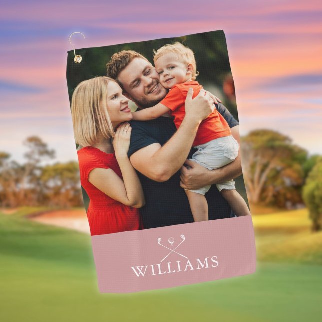 Personalized Name Photo Dusty Rose Pink Golf Towel (Personalized Name Photo Dusty Rose Pink Golf Towel)