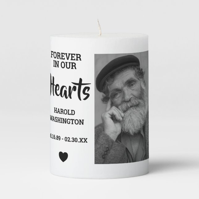 Personalized Name Photo Memorial Pillar Candle (Front)
