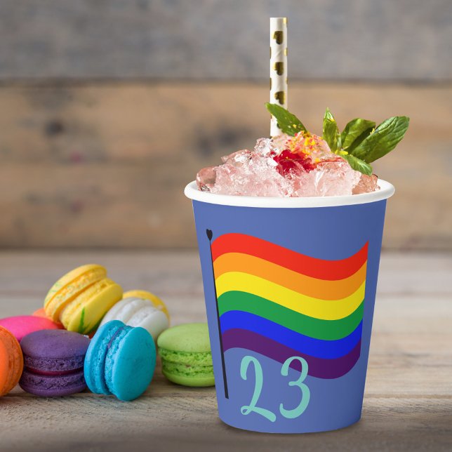 Personalized Name & Photo Rainbow Gay Birthday Paper Cups (Creator Uploaded)