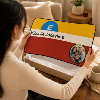 Personalized Name & Photo Retro Monogram Gift Desk Mat