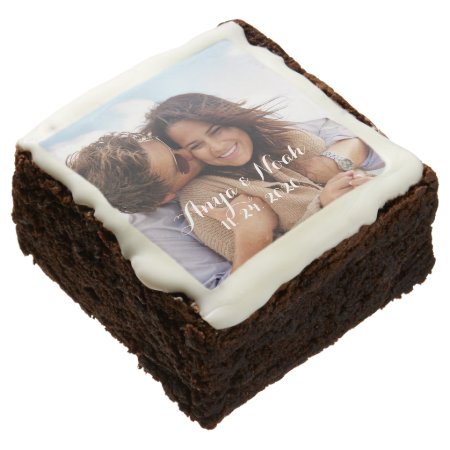 Personalized Name Photo Script Engagement Wedding Brownie