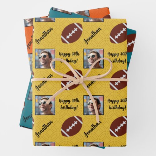 Personalized Name Photo Sport Football Birthday Wrapping Paper Sheets