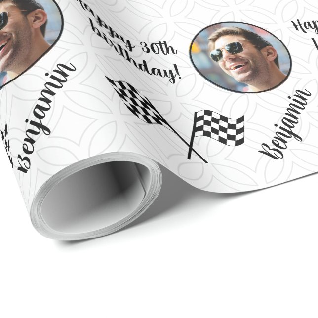 Personalized Name Photo Sport Formula 1 Birthday Wrapping Paper (Roll Corner)