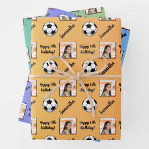 Personalized Name Photo Sport Soccer Birthday Wrapping Paper Sheets