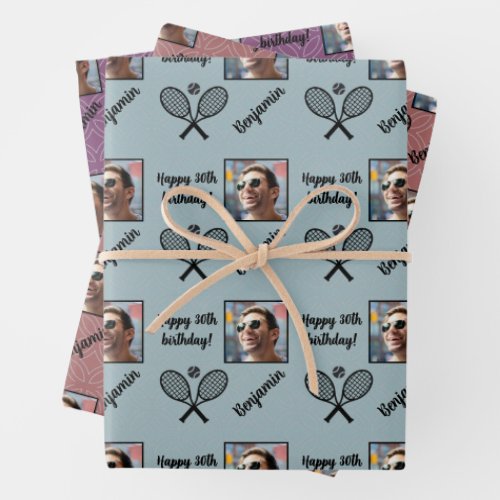 Personalized Name Photo Sport Tennis Birthday Wrapping Paper Sheets