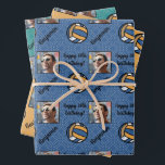 Personalized Name Photo Sport Volleyball Birthday Wrapping Paper Sheets<br><div class="desc">Introducing our customizable sport-themed wrapping paper, perfect for any volleyball fan or volleyball player. But the best part? You can personalize it with your own name, sentiment and photograph, making your gift even more special. Whether you're wrapping a birthday present or a congratulations gift for an athletic achievement, this paper...</div>