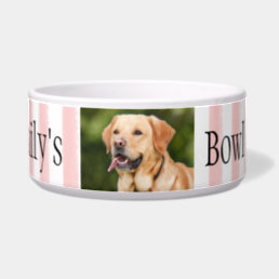 Personalized Name Photo Template Stripes Dog Bowl