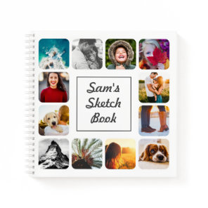 Personalized Name Photo White Sketch Notebook