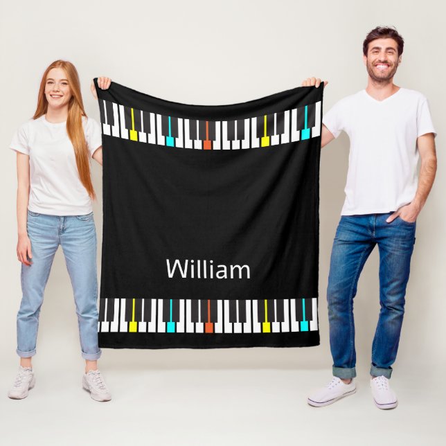 Personalized Name Pianist Piano Keys  Fleece Blanket (In Situ)