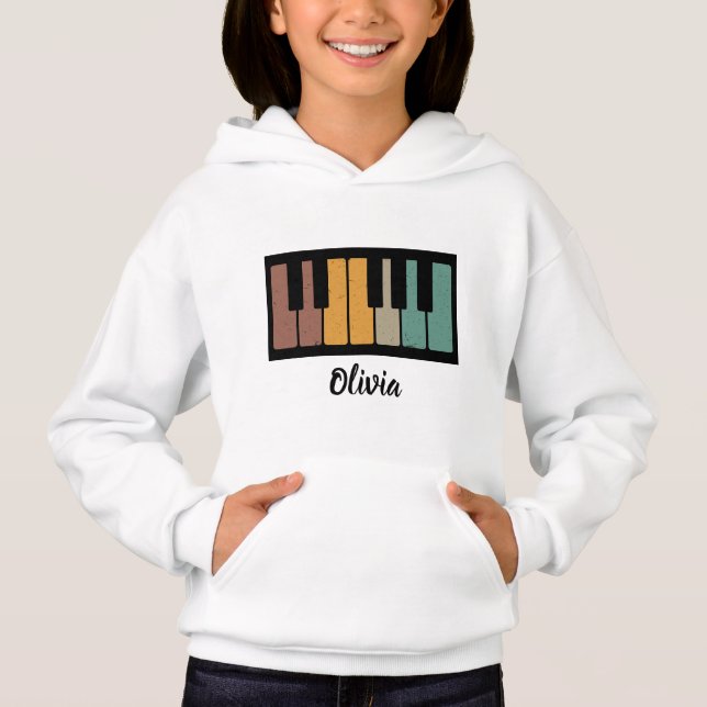 Personalized NAME Pianist Piano Keys  Hoodie (Front)