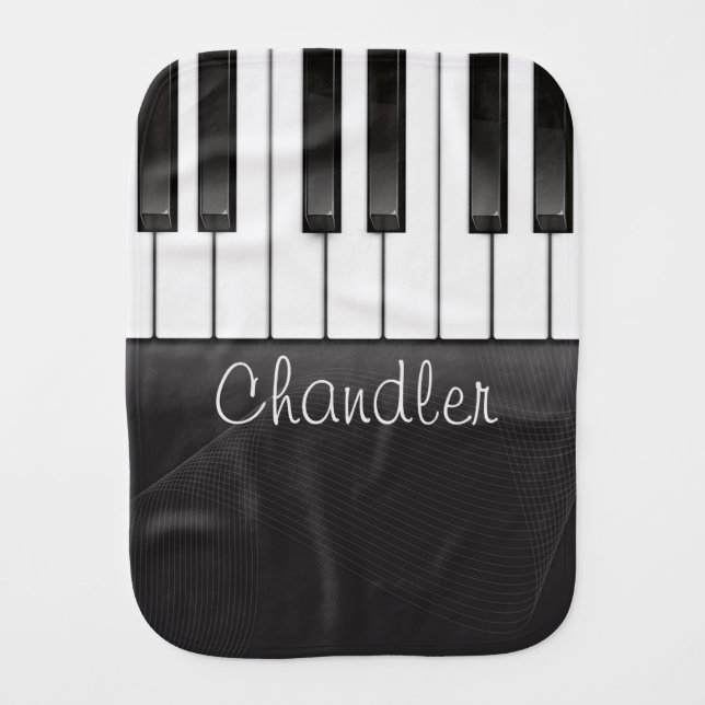 Personalized NAME Pianist Piano Keys Music Teacher Baby Burp Cloth (Front)