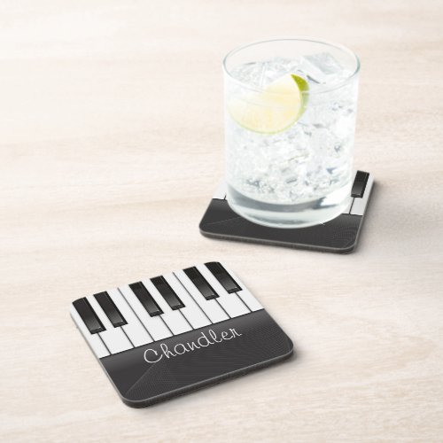 Personalized NAME Pianist Piano Keys Music Teacher Beverage Coaster