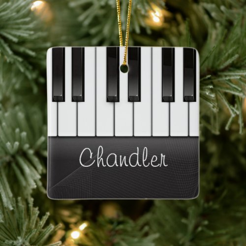 Personalized NAME Pianist Piano Keys Music Teacher Ceramic Ornament