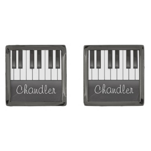 Personalized NAME Pianist Piano Keys Music Teacher Cufflinks