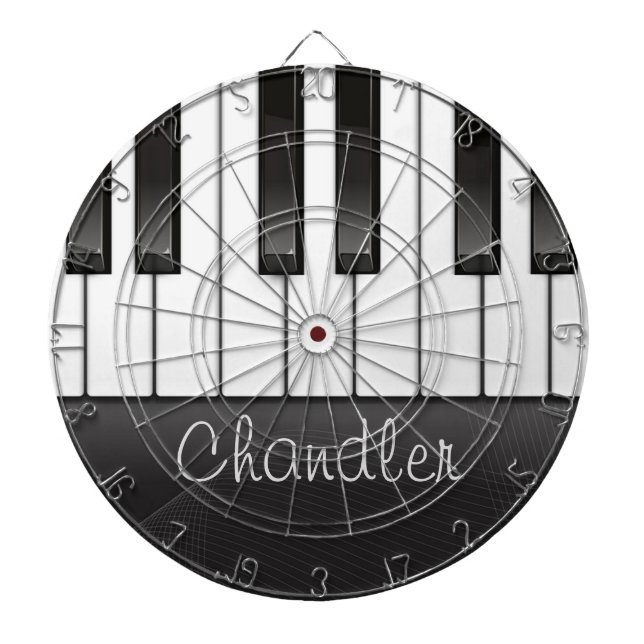 Personalized NAME Pianist Piano Keys Music Teacher Dart Board (Front)