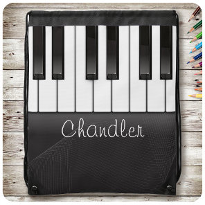 Personalized NAME Pianist Piano Keys Music Teacher Drawstring Bag