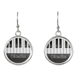 Personalized NAME Pianist Piano Keys Music Teacher Earrings