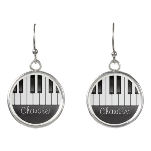 Personalized NAME Pianist Piano Keys Music Teacher Earrings