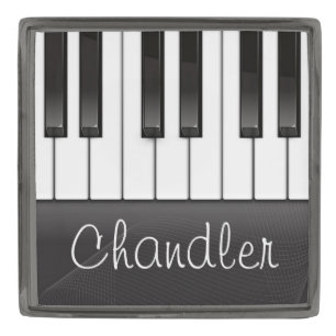 Personalized NAME Pianist Piano Keys Music Teacher Gunmetal Finish Lapel Pin