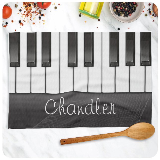 Personalized NAME Pianist Piano Keys Music Teacher Kitchen Towel (Creator Uploaded)