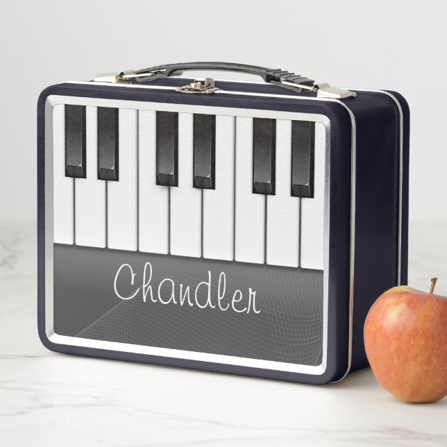Personalized NAME Pianist Piano Keys Music Teacher Metal Lunch Box (In Situ)