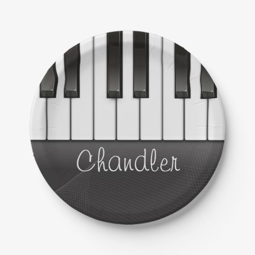 Personalized NAME Pianist Piano Keys Music Teacher Paper Plates